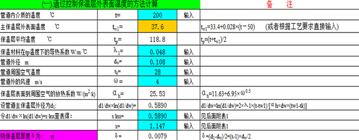 通過控制保溫層外表面溫度的計算方法